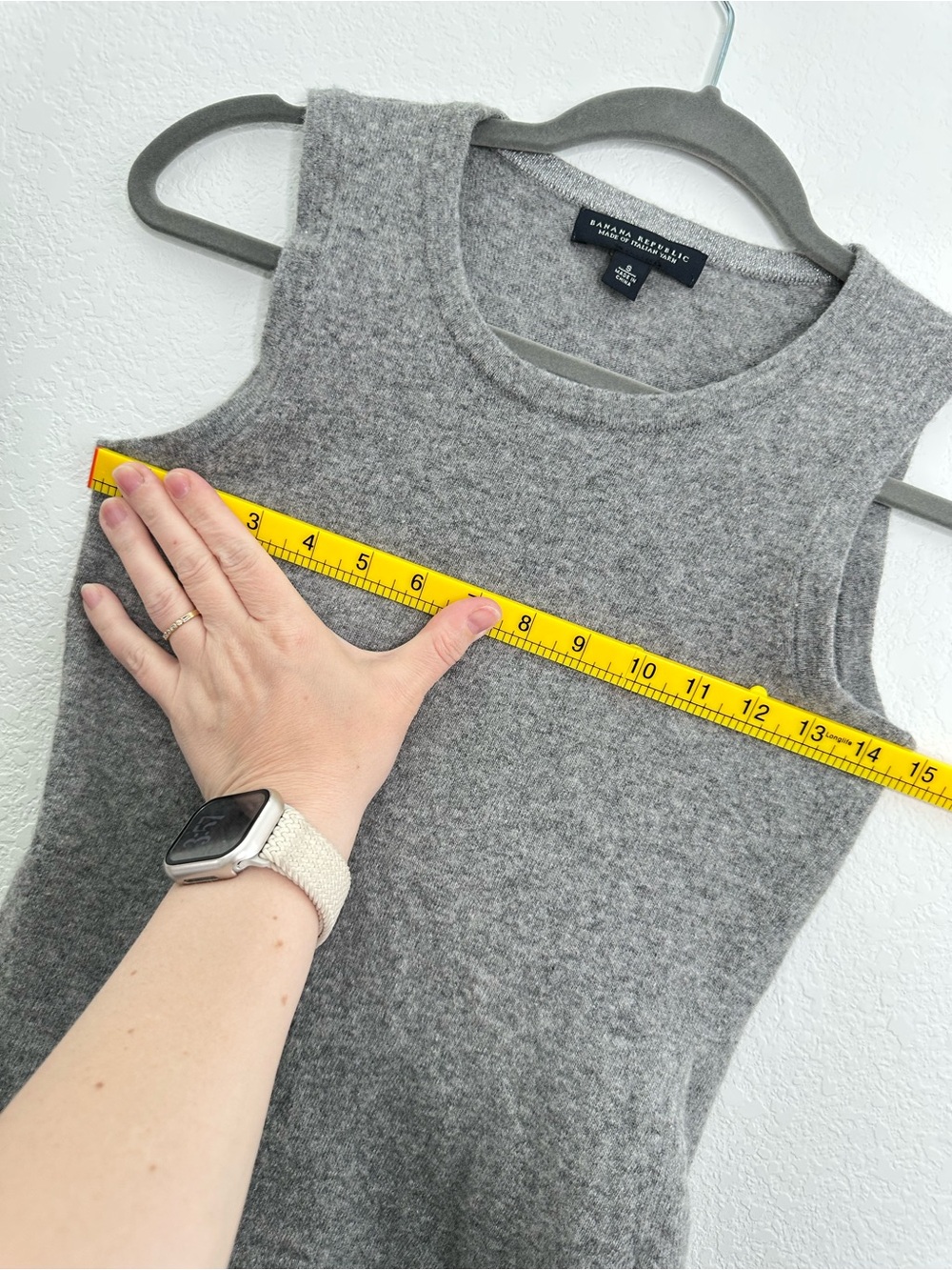 Banana Republic Cashmere Wool Knit Tank Top Small S Gray Italian Yarn Luxury - Picture 7 of 9